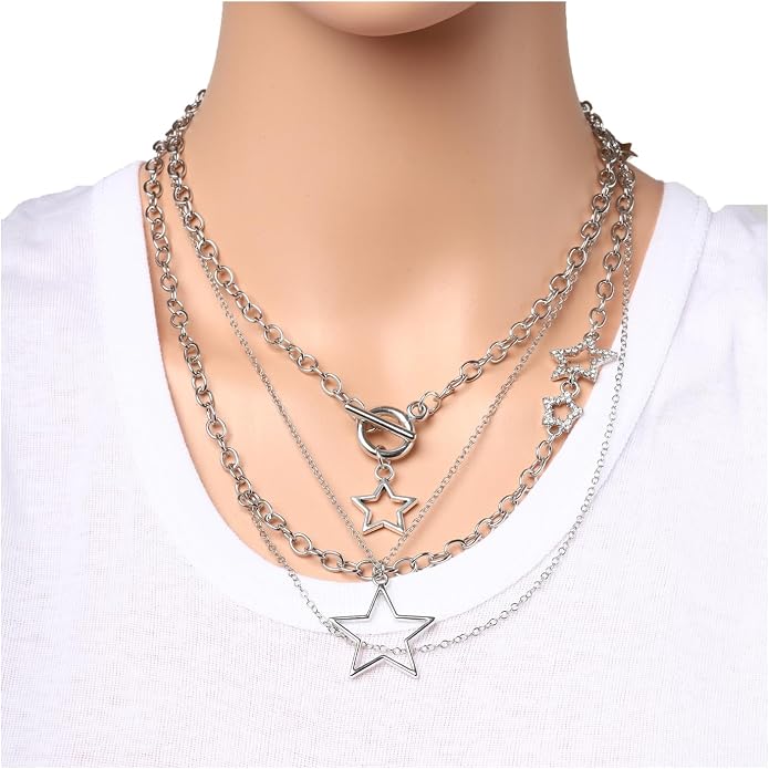 Milakoo Stainless Steel Pendant Necklace for Women Heart Charms Link Chains 23" Length Lobster Clasp