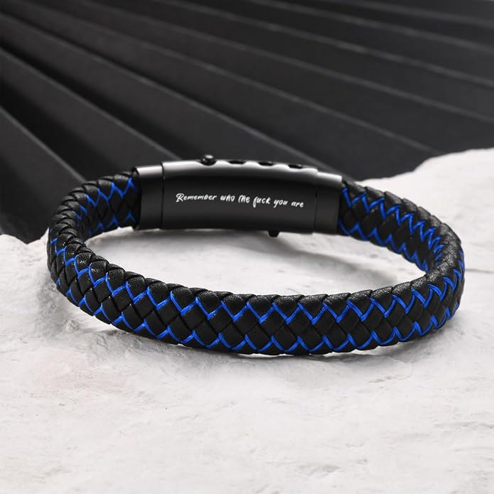 VNOX Men's Inspirational Mantra Engarved Handmade Braided Leather Adjustable Cuff Bangle Bracelet Encouragement Motivational Gift for Men