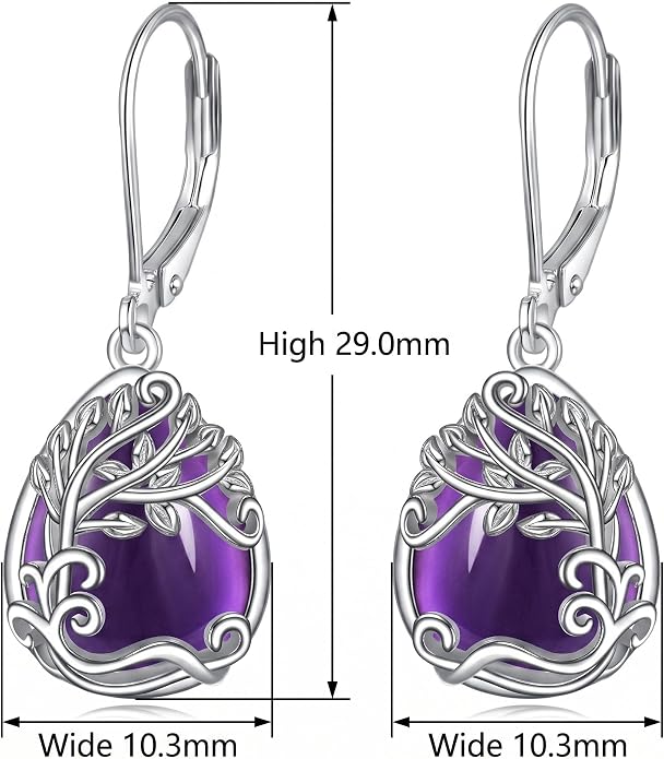 Teardrop Tree of Life/Filigree Earrings for Women Dangle Leverback Earrings Jewelry Gift Anniversary For Her