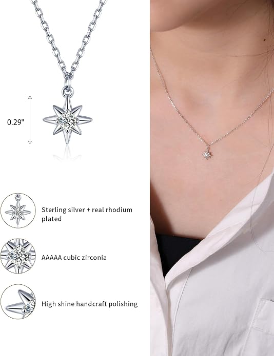 S.Leaf Gold Dainty Pendant Necklaces for Women Sterling Silver Gold Plated Layered Horizontal Vertical Bar Star Starburst Moon Cubic Zirconia Lariat Necklace for Women Trendy Gifts