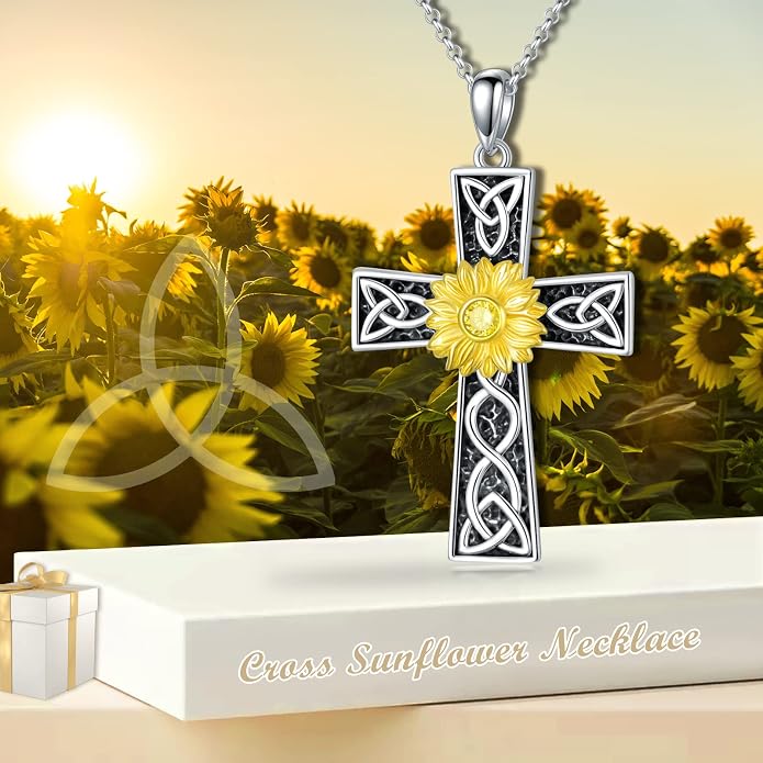 Cross Necklace for Women 925 Sterling Silver Crucifix Pendant Christian Cross Jewelry for Women Men