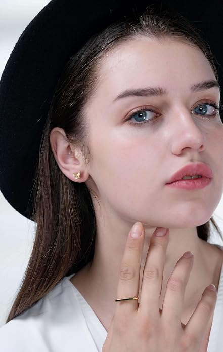 Butterfly Earrings Sterling Silver Tiny Butterfly Stud Earrings for Women Gold Minimalist Earrings Dainty Hypoallergenic Earrings for Sensitive Ears Mothers Day Gifts for Wife