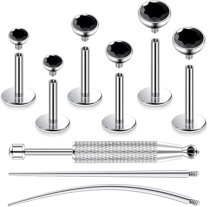 Jenxnjsjo F136 Titanium 20/18/16g Earrings Nose Lip Rings Studs Labret Medusa Tragus Helix Conch Cartilage Piercing Jewelry for Women