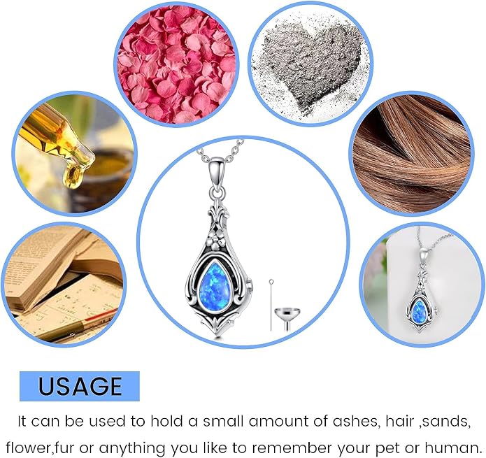 Seiyang Urn Necklace for Ashes 925 Sterling Silver with Birthstone Cremation Jewelry Keepsake Ashes Pendant Necklace Memorial Jewelry for Women Loved One