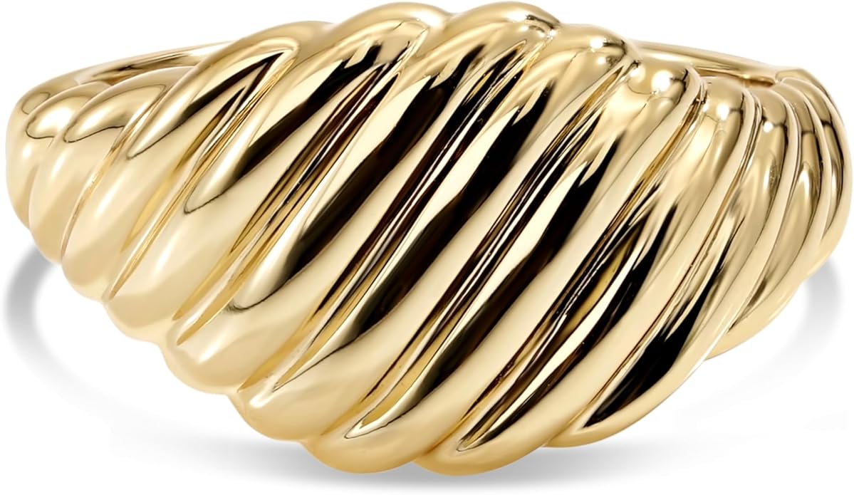 DEVATA Gold or Rhodium Plated Sterling Silver 925 – Eternity, Band Ring for Women – Heart, Knot, Clover, Infinity, Mariner, Cable, Curb, Cuban, Figaro, Daisy, Rope, Ribbed, Dome