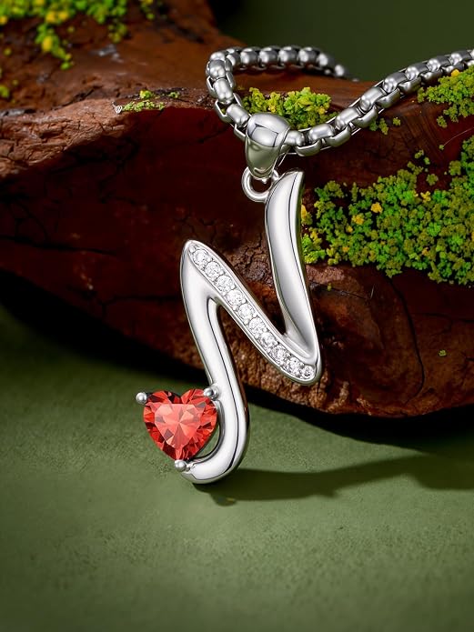 Birthday Gifts for Women Alphabet A to Z Initial Birthstone Pendant Necklaces for Women - 18k White Gold Plated Personalized Name Jewelry Anniversary Graduation Gifts for Wife Her Daughter Girlfriend(with Gift Box)