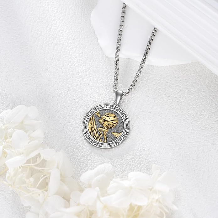 Poseidon/Athena/Apollo/Valhalla/Norse Viking Necklace 925 Sterling Silver Pendant Necklace for Men Greek/Norse Viking Amulet Jewelry Gifts