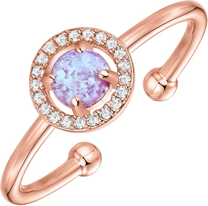 PAVOI 14K Gold Plated Created Opal Rings - Stacking Rings for Women