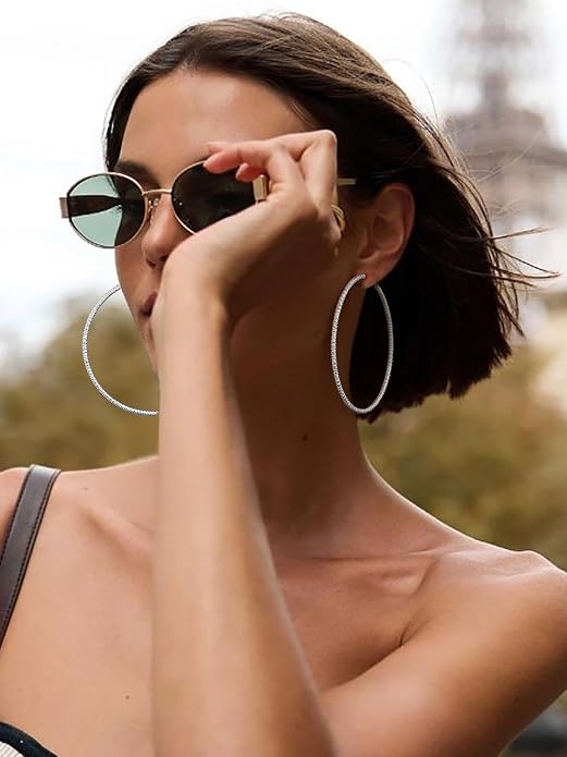 PROSTEEL 30/40/60/80/100mm Chunky Hoop Earrings For Women Gold Plated/Black Stainless Steel Hoops Earrings Statement Jewelry