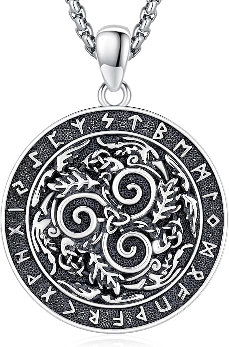 Thors Hammer Necklace/Viking Tree of Life/Valknut/Vegvisir/Triskelion/Sword/Spear Point Arrowhead/Urn Necklace for Ashes/Compass Necklace 925 Sterling Silver Amulet Jewelry for Men Women