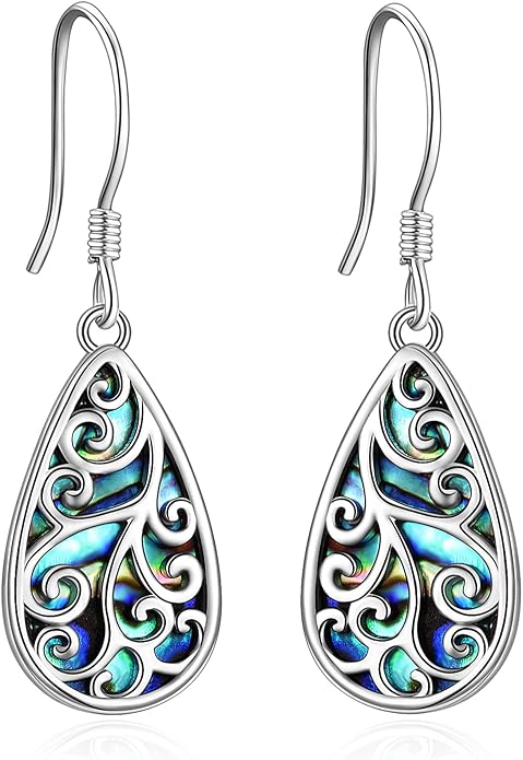 POPLYKE 925 Sterling Silver Tree of Life Dangle Earrings for Women Fashion Abalone Shell Jewelry Gifts for Mom Sister Friend Birthday