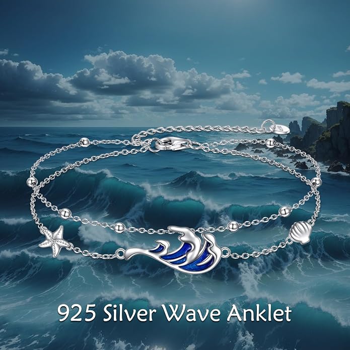 AOBOCO 925 Sterling Silver Anklet for Women Crystal Butterfly Dragonfly Evil Eye Ankle Bracelet Ankle Summer Beach Jewelry Gifts