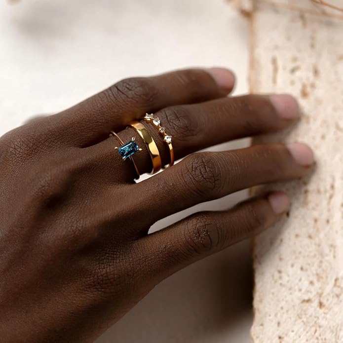 14K Gold Filled Rings for Women, Dainty Stacking Rings for Women, Thin Gold Band Ring Plain Statement Ring Comfort Fit Size 6-10