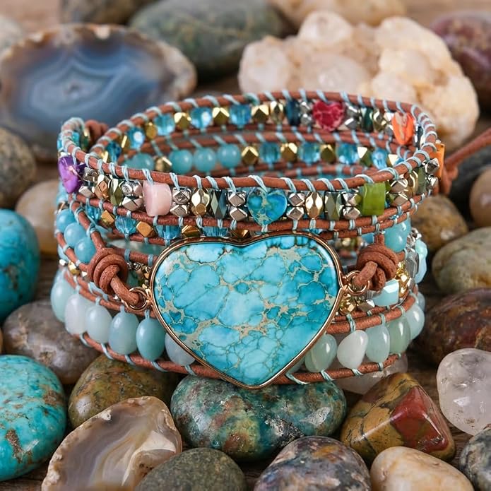 YGLINE Natural Stone Bracelet 3 Wraps Bracelet Handmade Boho Bracelet for Women Bracelet