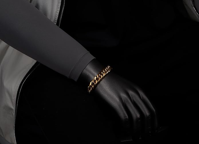 COOLSTEELANDBEYOND Mens Stainless Steel Two-tone Curb Chain Bangle Bracelet, Satin Finish