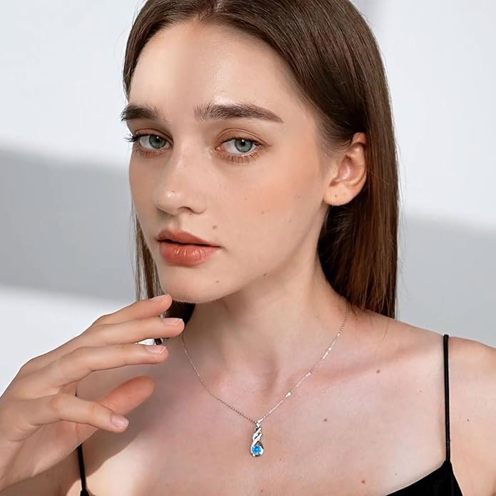Birthstone Necklaces for Women 925 Sterling Silver Infinity Pendant Created Gemstone Jewelry for Her, 16"+2"