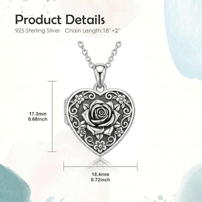PELOVNY Locket Necklace That Holds Pictures 925 Sterling Silver Photo Locket Pendant Birthday Christmas Memorial Jewelry Gifts for Women Men