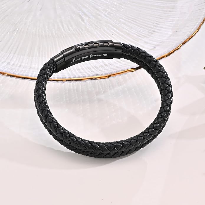 VNOX Men's Inspirational Mantra Engarved Handmade Braided Leather Adjustable Cuff Bangle Bracelet Encouragement Motivational Gift for Men