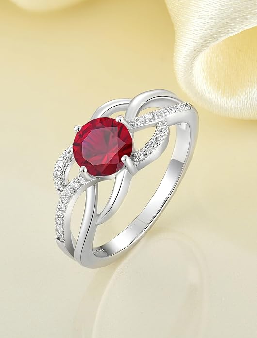 YL Celtic Knot Rings 925 Sterling Silver Twisted Ring Cubic Zirconia Infinity Statement Jewelry for Women