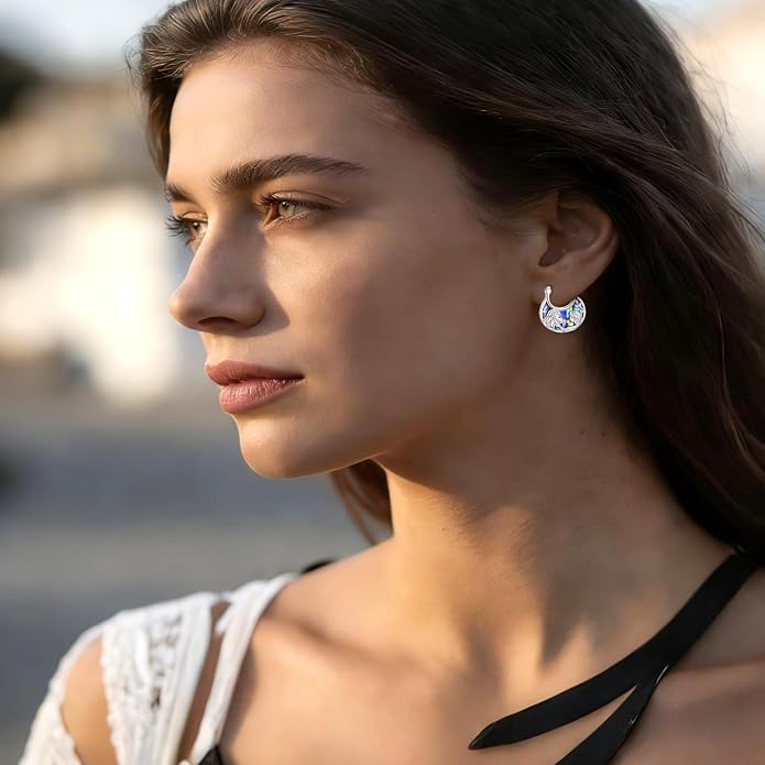 Tree of Life/Sunflower/Mountain/Daisy/Flower/Dragonfly/Butterfly/Earrings 925 Sterling Silver Hoop Earrings for Women