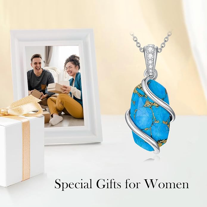 HPQQ Necklace for Women 925 Sterling Silver Dainty Gemstone Pendant Fine Jewelry Birthday Mothers Day Gifts for Mom Wife Her