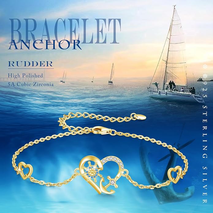 MEDWISE Multicolor Anchor Bracelets 925 Sterling Silver Anchor Jewelry Nautical Adjustable Bracelets Navy Wife Jewelry Gifts for Women Daughter Christmas Gifts 2025