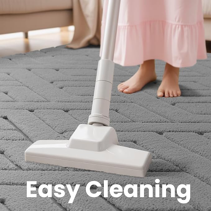 Macgace Ultra Soft Grey Area Rug for Living Room, 6x9 Modern Geometric Shag Rugs with Nonslip Backing for Bedroom, Washable Fuzzy Carpet for Cozy Kids Room