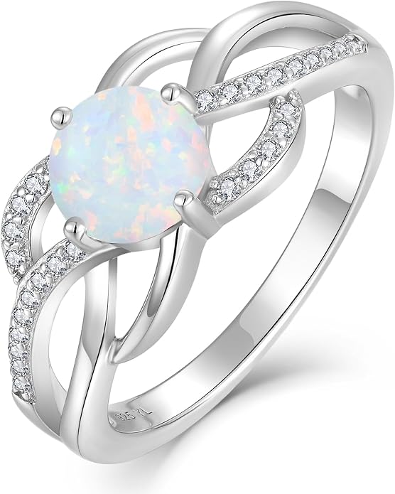 YL Celtic Knot Rings 925 Sterling Silver Twisted Ring Cubic Zirconia Infinity Statement Jewelry for Women