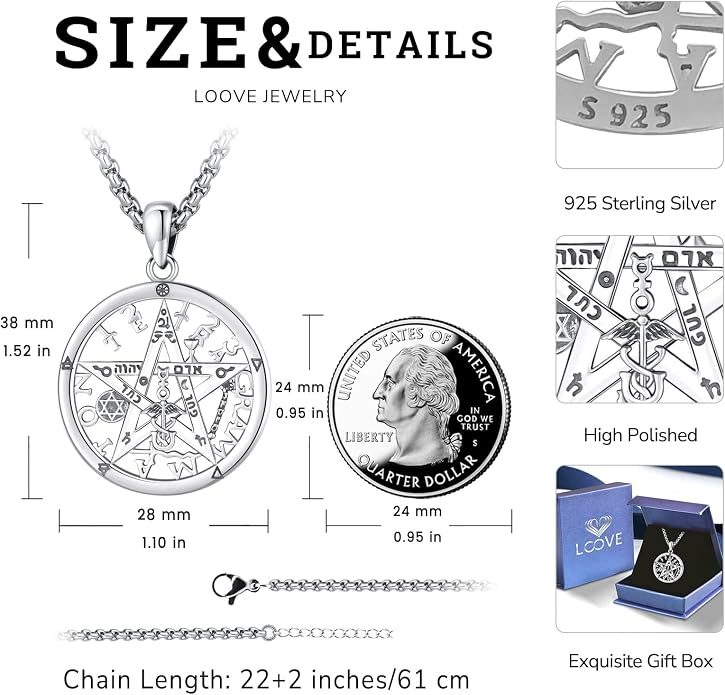 Pentagram Necklace Sterling Silver Triple Moon Goddess/Celtic Knot Witches Knot/Ankh/Sun and Moon/Hecate/Lilith/Santa Muerte/Tetragrammaton Pendant Necklace Pagan Wiccan Magic Egyptian Amulet Jewelry for Women Men