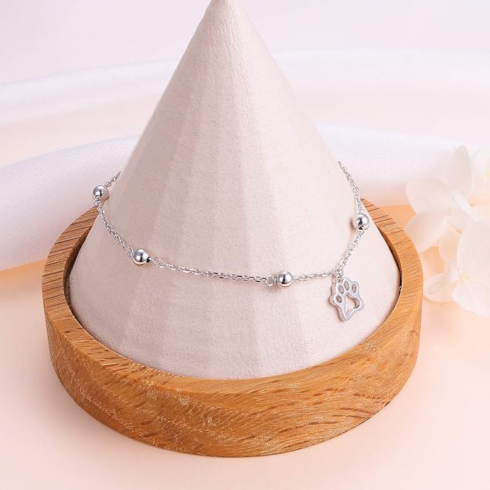 FLYOW S925 Sterling Silver Anklet for Women Summer Boho Beach Charm Adjustable Foot Ankle Bracelet Jewelry Birthday Gift