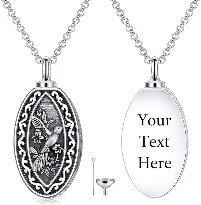 925 Sterling Silver Memorial Jewelry Urn Necklaces for Ashes, Photo Locket Necklace that Holds Picture