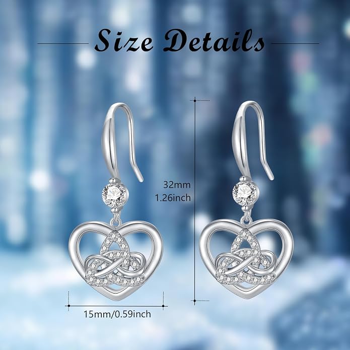 Celtic Knot Earrings 925 Sterling Silver Abalone Drop Dangle Celtic Earrings Gifts for Women