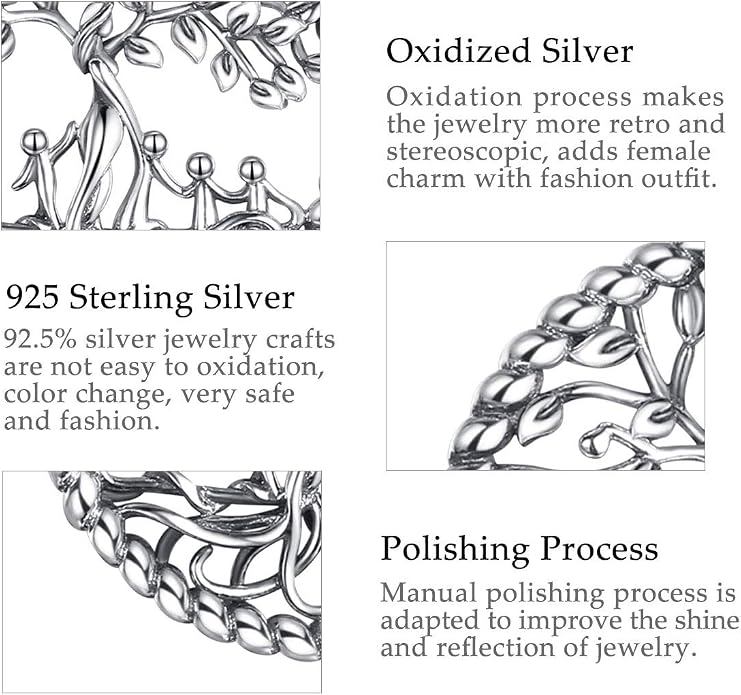 Vito 925 Sterling Silver Tree of Life Necklace for Women, Mother Tree Pendant for Mom Mother Necklace Mother's Day Jewelry Gift for Wife Grandma, 18/22 Inch Chain