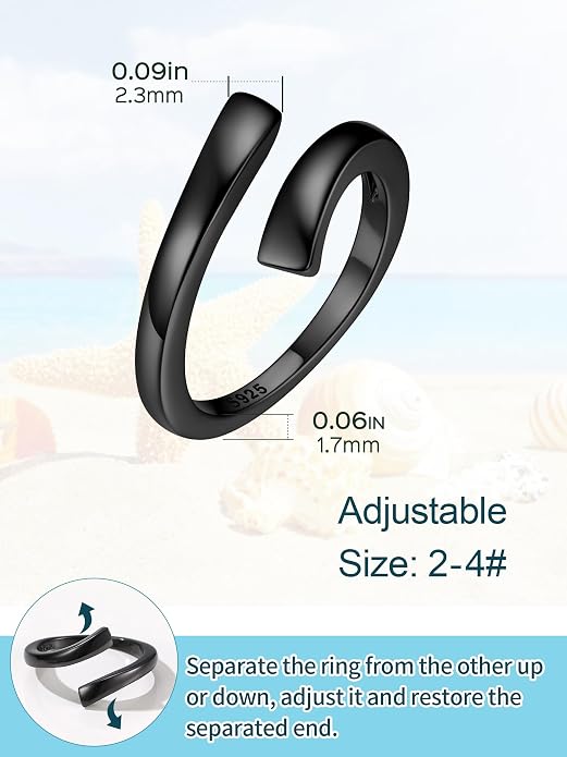 ChicSilver Sterling Silver Toe Rings for Women 14K Gold Plated Toe Rings for Women Open Adjustable Toe Ring for Women Toe Jewelry for Summer Beach
