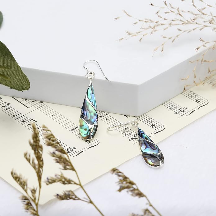 AeraVida Vintage Stone Teardrop Birthstone Sterling Silver Earrings, 9x45 mm | Dangle Earrings for Women
