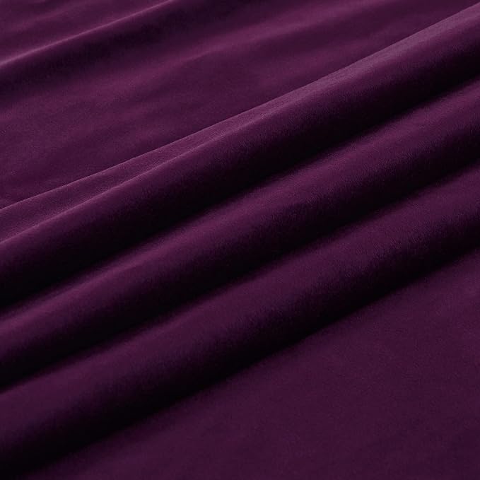 PRIMROSE Purple Velvet Curtains 63 inch Long for Living Room,Set of 2 Panels Blackout Rod Pocket Back Tab Window Treatment Room Darkening Heavy Decorative Curtains Drapes for Bedroom