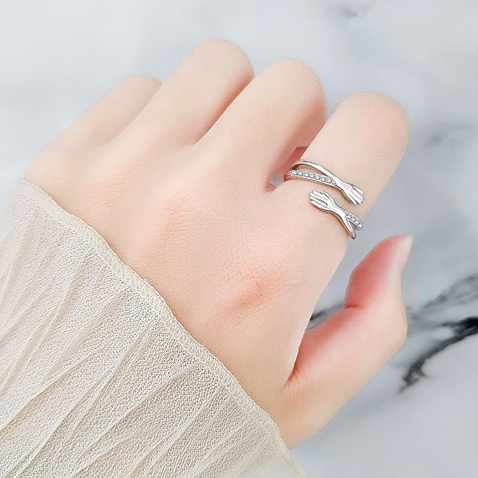 925 Sterling Silver Ring Minimalist Adjustable Rings Band Handmade Rings for Women Girls