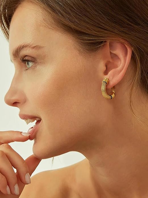 PROSTEEL 30/40/60/80/100mm Chunky Hoop Earrings For Women Gold Plated/Black Stainless Steel Hoops Earrings Statement Jewelry