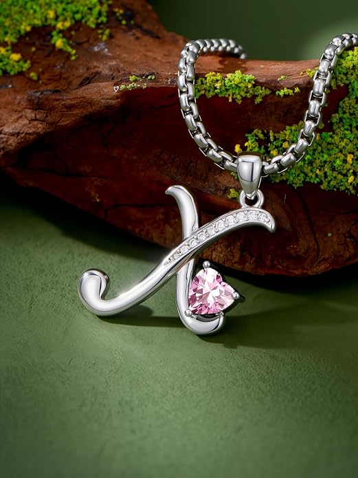 Birthday Gifts for Women Alphabet A to Z Initial Birthstone Pendant Necklaces for Women - 18k White Gold Plated Personalized Name Jewelry Anniversary Graduation Gifts for Wife Her Daughter Girlfriend(with Gift Box)