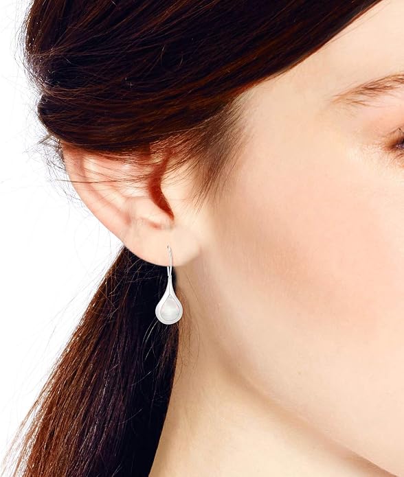 Chic Teardrop with White Mother of Pearl Inlay .925 Sterling Silver Dangle Earrings