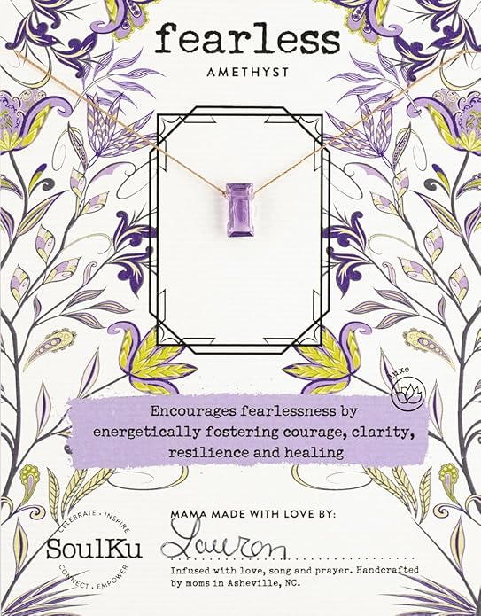 SOULKU Refined Necklace, Empowering Jewelry With Healing Crystal, Inspirational Gift For Strong Women, Mom & Sister, 16" Nylon Cord with 2" Sterling Silver Extender