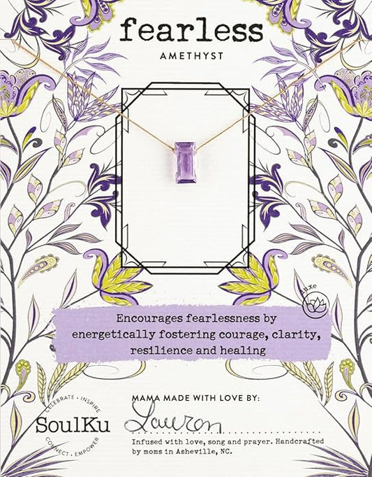 SOULKU Refined Necklace, Empowering Jewelry With Healing Crystal, Inspirational Gift For Strong Women, Mom & Sister, 16" Nylon Cord with 2" Sterling Silver Extender