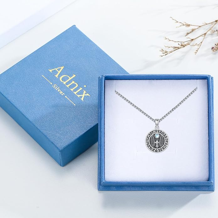 Viking Necklace 925 Sterling Silver Celtic Nordic Runes Amulet Necklace Viking Jewelry for Men Women