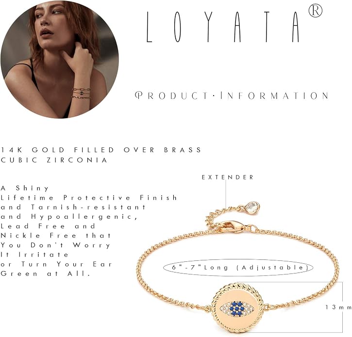 LOYATA Gold Bracelet Gold 14K Gold Filled Dainty Chain Simple Jewelry Gift for Women