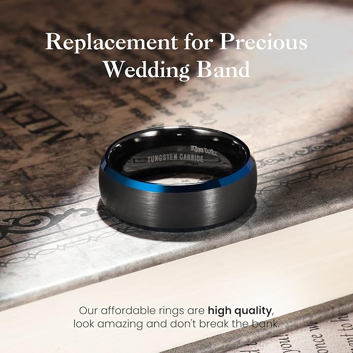 King Will Wedding Band for Men Women, 2/4/6/7/8mm Domed Matte Brushed Tungsten Carbide Rings, Solid/Dual Color Engagement Rings, Comfort Fit