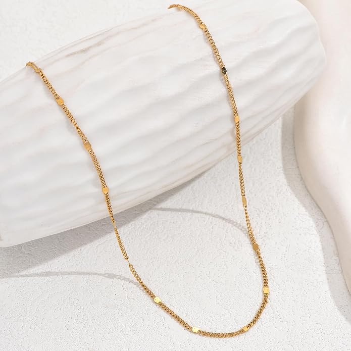Gold Chain Necklace for Women Dainty Simple Satellite Beaded Twisted Chain Choker Necklace Everyday Jewelry Christmas Gifts