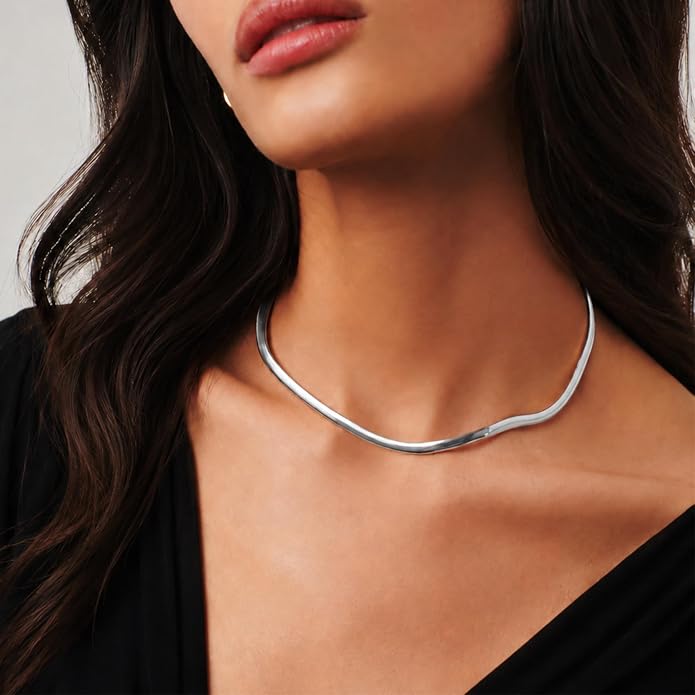 Mchic 18K Gold Plated Herringbone Necklace for Women, 1.5MM Thick Snake Chain Necklace Non Tarnish, Flat Herringbone Chain Jewelry for Gifts 4MM Wide