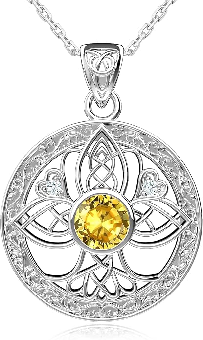 Birthstone Tree of Life Necklace for Women: 925 Sterling Silver Celtic Knot Pendant, Family Jewelry Gift for Mom Daughter Birthday Mother’s Day