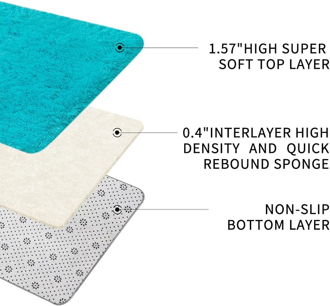 Sour Lemon 8x10 Area Rugs for Bedroom Living Room, Large Fluffy Shag Rug | Shaggy Carpet, Soft Plush Furry Bedside Rugs, Anti Slip,Washable Area Modern Rugs Floor Mat for Kids Girls Boys Living Room