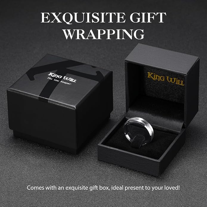 King Will Tungsten Carbide Wedding Band for Men Women-6/8/10mm Width Multicolor Available with Grooved Center Wedding Ring Suitable for Work, Gym Comfort Fit Size 4-16